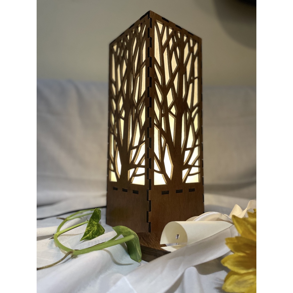 Lampu Meja / Lampu Tidur Kayu Unik Minimalis