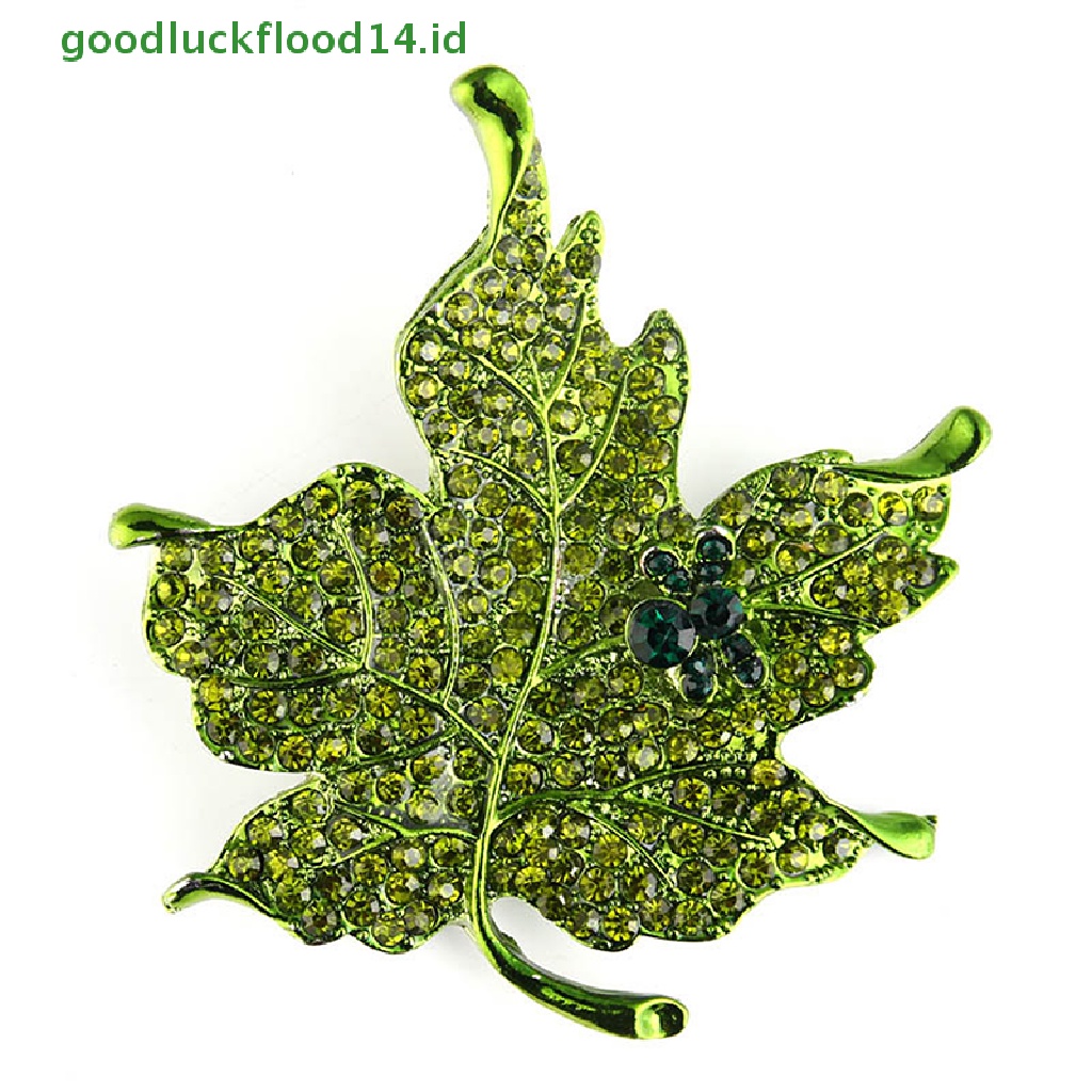 [GOOGFOUR] Warna-warni Maple Leaf Shaped Bros Pin Pakaian Pernikahan Berlian Imitasi Daun Pin [TOP]