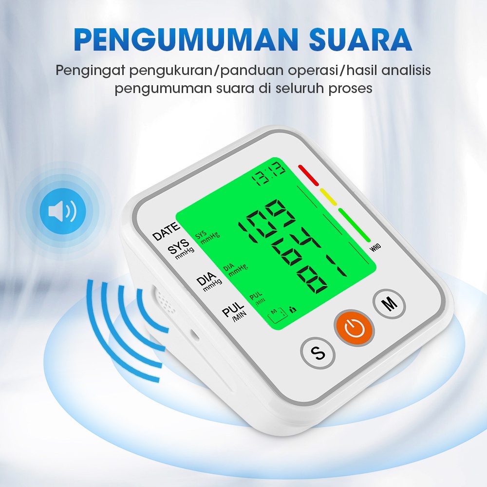 Tensimeter Digital Otomatis Versi Upgrade Desain Backlight 3 Warna Alat Tensi Darah Digital Tensimeter Lengan Atas Rumah Tangga