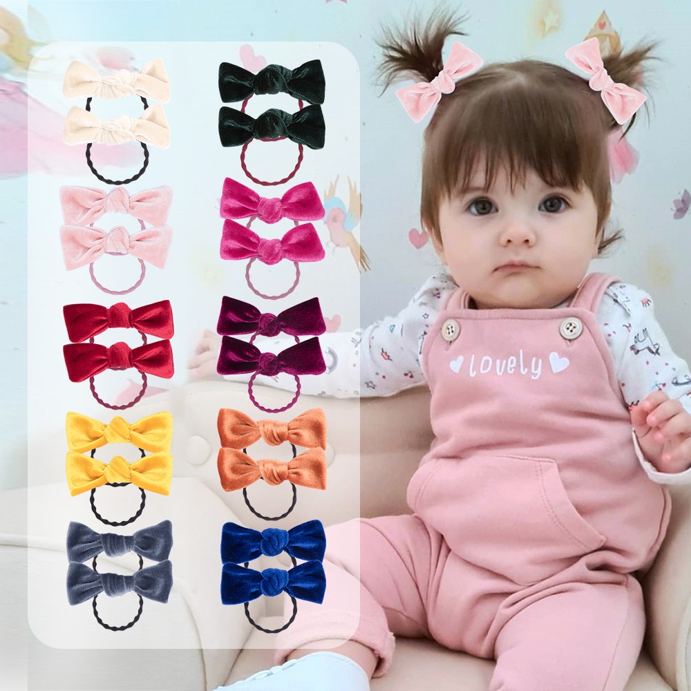 VELVET FABRIC RIBBON GIRL BABY TODDLER HAIRTIE KARET IKAT RAMBUT LUCU ANAK PITA BOW BULU KUNCIRAN SMALL HAIR TIE SOFT WARNA SOLID POLOS PASTEL KOREA KOREAN STYLE