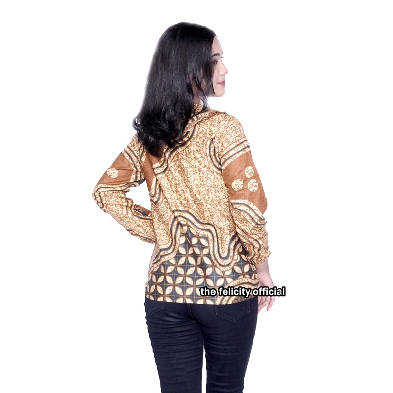 Atasan Batik Wanita Berkerah Model Korea Blouse Batik