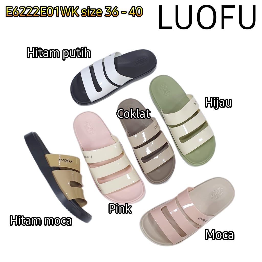 LUOFU ORIGINAL jelly sandal karet empuk murah selop wanita sendal cewek import E6222E01WK