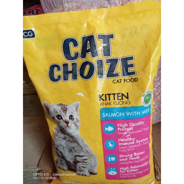 Pakan Cat Choize Cat Food Kitten( Anak kucing) 1kg/ pakan cat Choize Salmon with milk/ pakan kucing 