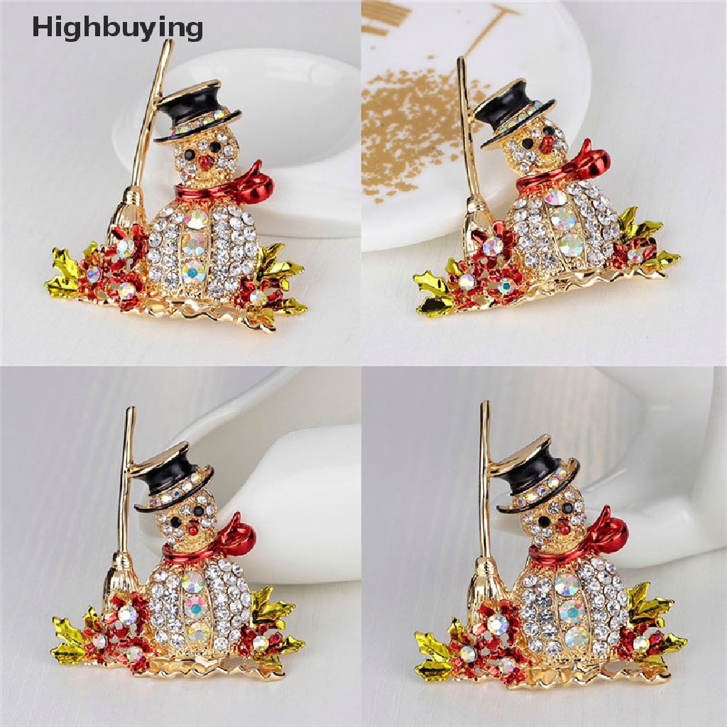 Hbid Panas Gaya Baru Indah Ctystal Berlian Imitasi Natal Snowman Bros Pin Xmas GiftsHot FashionStyle Indah Ctystal Glory