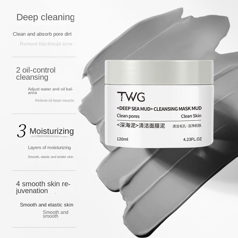 TWG Deep Sea Mud Facial Whitening Clay Mask 120gr Blackhead Removal Masker Wajah