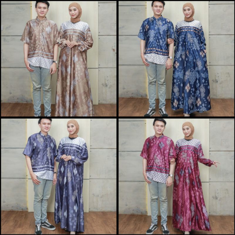 Gamis Syawiya Maxi Motif Couple Pasangan Motif Bahan Dior Silk pasutri sawina syawina