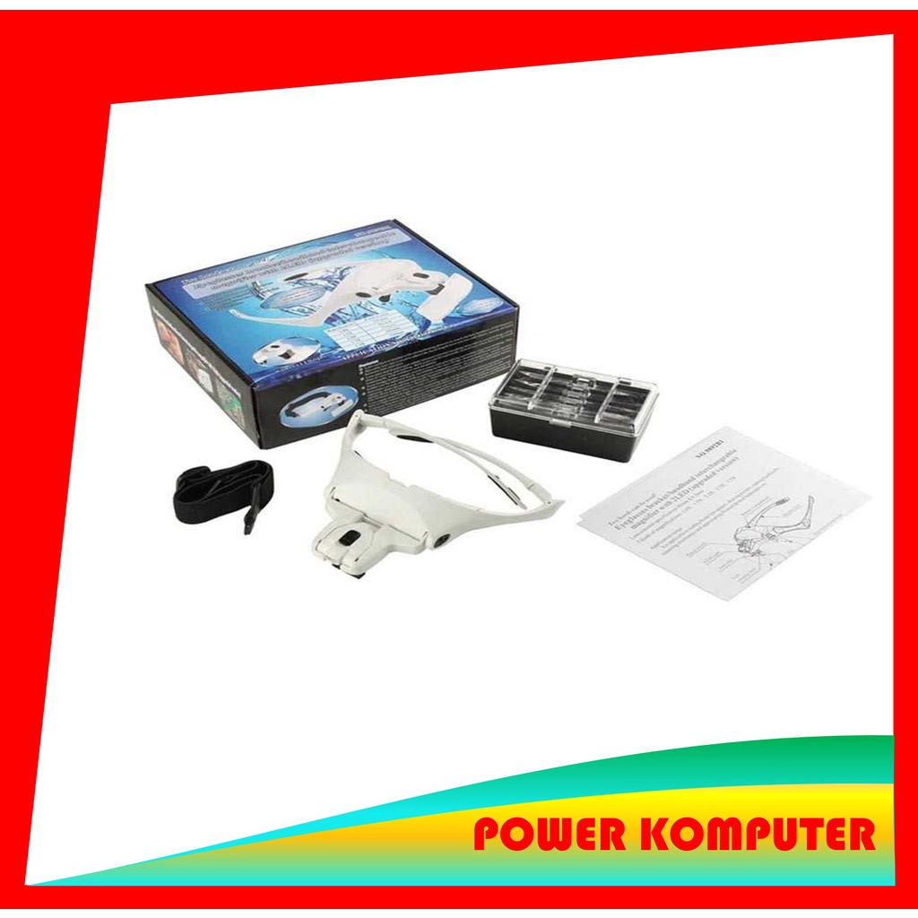 5 Lensa Pembesar Kacamata Kaca Pembesar dengan 2 Lampu Led Lensa 1.0X 1.5X 2.0X 2.5X 3.5X Dapat Dise