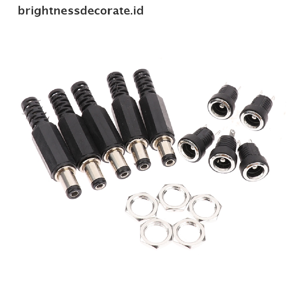 [Birth] 5pasang 5.5 x 2.1 DC Male Female Terminal 12V DC Power Supply Plug Socket Adapter [ID]