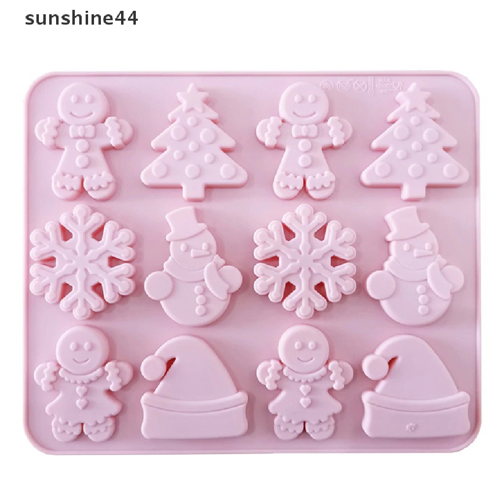 Sunshine 12rongga Natal Snowman Cetakan Silikon Cetakan Kue Coklat Baking Tools.