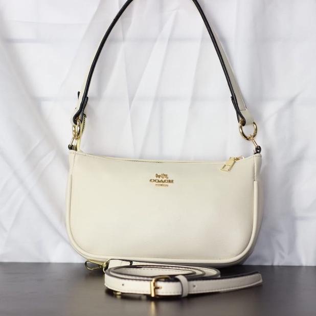 IZY Coach Top Handle Pouch Signature Mini Tas Selempang 2 Tali Full Colour Motif Tartan Garis Kotak 