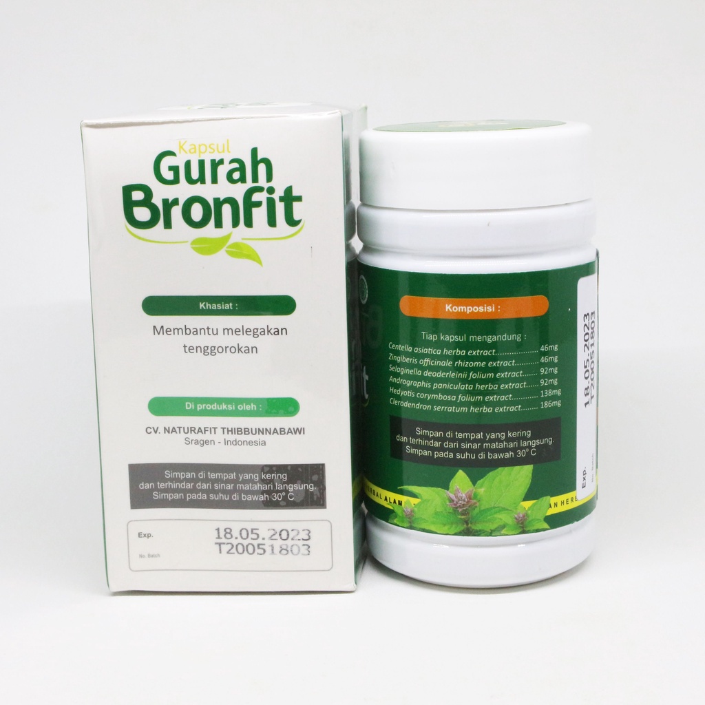 

Kapsul Gurah Bronfit Naturafit Original Obat Batuk Flu Asma TBC Paru-Paru Gangguan Pernafasan BPOM