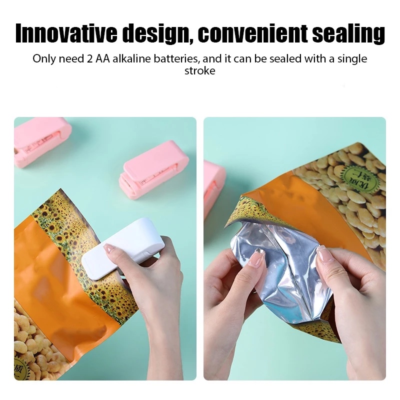 Portable Mini Alat Penyegel Tahan Lembab Aksesoris Dapur Hand Press Preservation Bags Sealing Clip Plastik Genggam Kantong Kemasan Makanan Sealer Pemanas Snack Sealing Machine