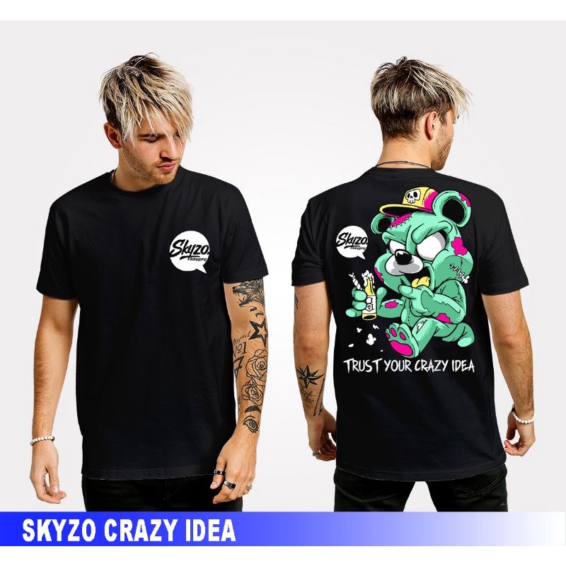t-shirt baju distro original terbaru kaos skyzo crazy idea babygang bear/kaos original skyzo babygan