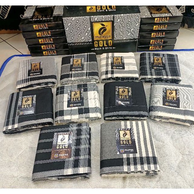 sarung mangga gold black & white