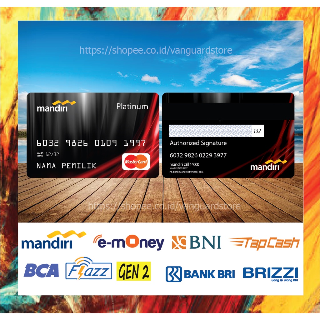 KARTU E MONEY E TOLL KARTU PLATINUM MANDIRI MASTERCARD 2 DEBIT CREDIT EMONEY MANDIRI FLAZZ BCA BNI TAPCASH BRIZZI BRI - 2 SISI