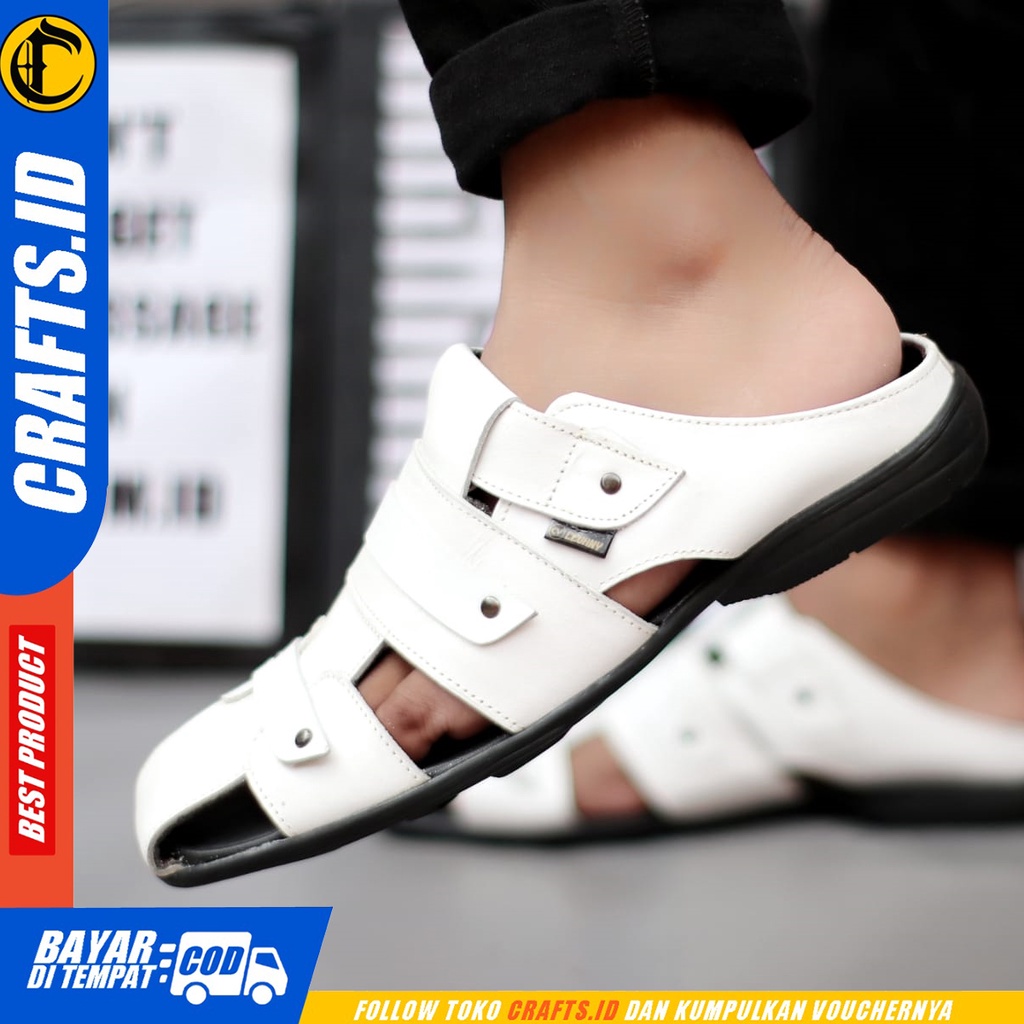 CRAFTS tutonk - Sepatu Sandal Casual Bustong Slop Kulit Asli Pria