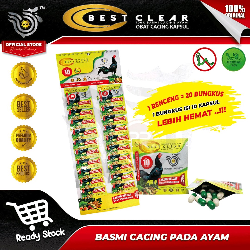 OBAT CACING AYAM BEST CLEAR RP 1 RENCENG 20 SACHET