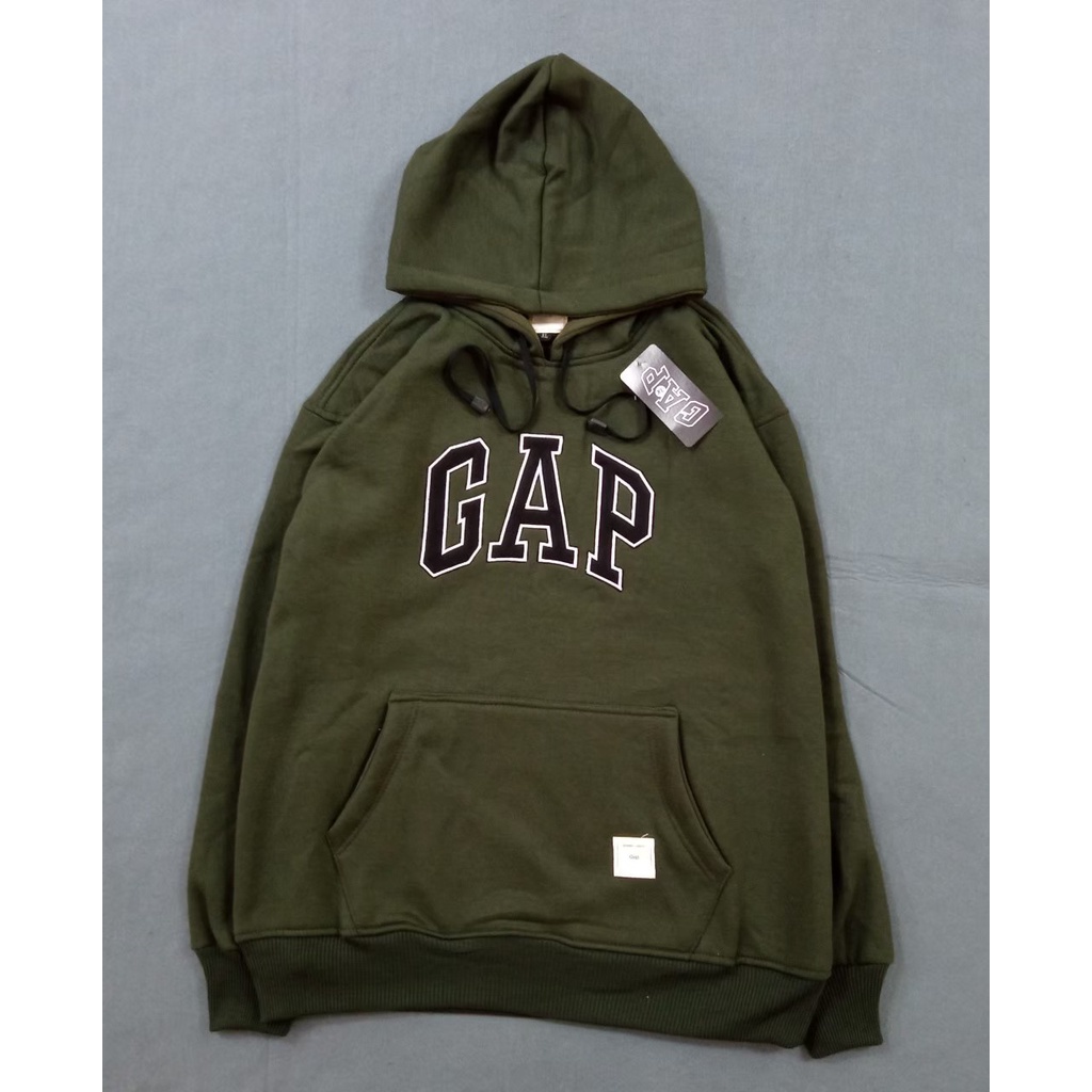 Jaket Sweater Hoodie Pria Terlaris GAP Hijau Army Premium Distro Bahan Fleece Tebal - Jaket Sweater 