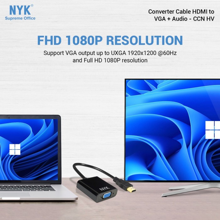 Converter Kabel NYK Supreme HDMI to VGA + AUDIO
