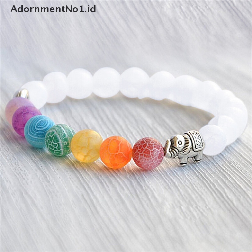 [AdornmentNo1] Fashion 7cairan Gajah Pesona Manik-Manik Gelang Mala Beads Yoga Energi Gelang Perhiasan [ID]