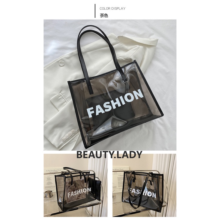 Totebag Jelly Transparan Tas Wanita Import/Tas PVC/Tas Hologram/Tas Casual/Tas Bahu/Tas Belanja/Tas Pesta/Tas Pantai/BAO054