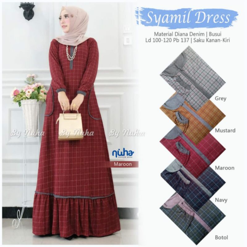 Gamis Kaos Motif Matt Gamis calvin Jeans dan Kaos Diana Denim Syamil Dress