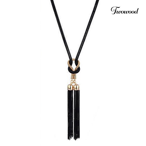 Twowood Wanita Fashion Rumbai Liontin Semua Pertandingan Rantai Panjang Sweater Kalung Perhiasan Hadiah