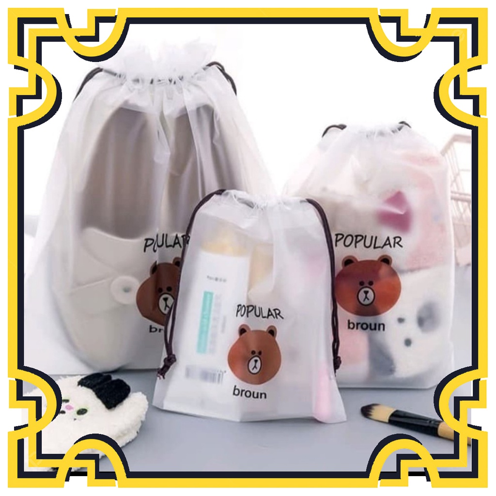 HS KANTONG BROWN TAS KOSMETIK MAKEUP SERBAGUNA TRAVEL POUCH ORGANIZER