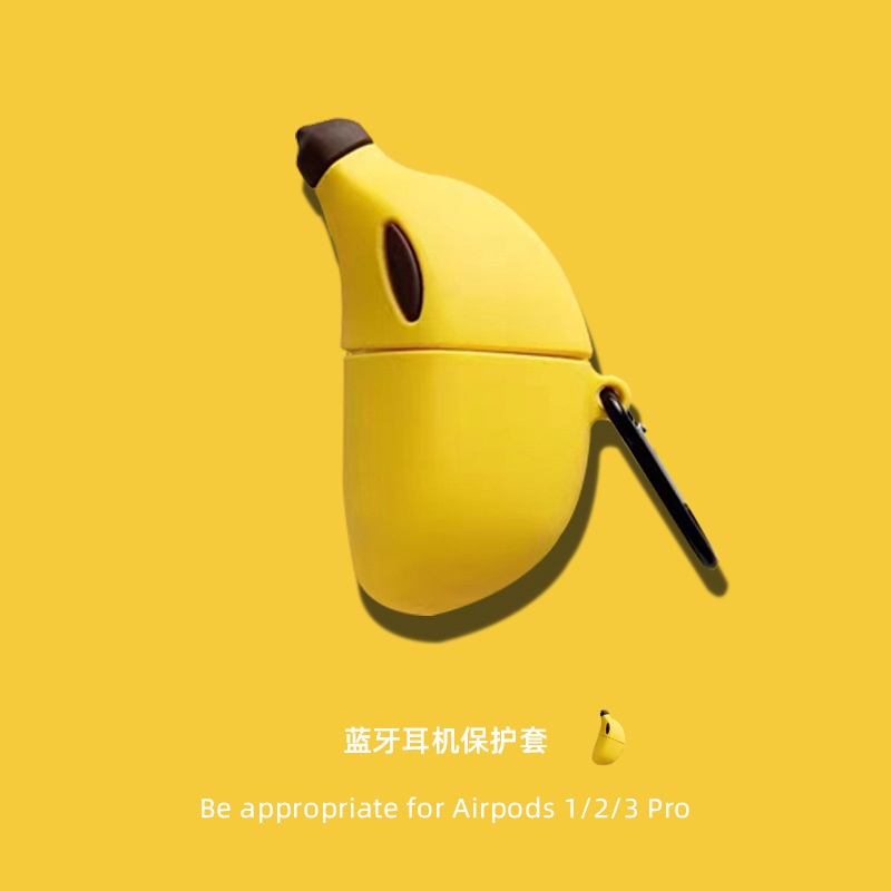 3d Buah Pisang Bluetooth Earphone Lembut Silikon Pelindung Case TWS Cover Untuk Airpods1 2 3 Pro I12 i13 Inpods 12 13 Pro Airpods3 Pelindung