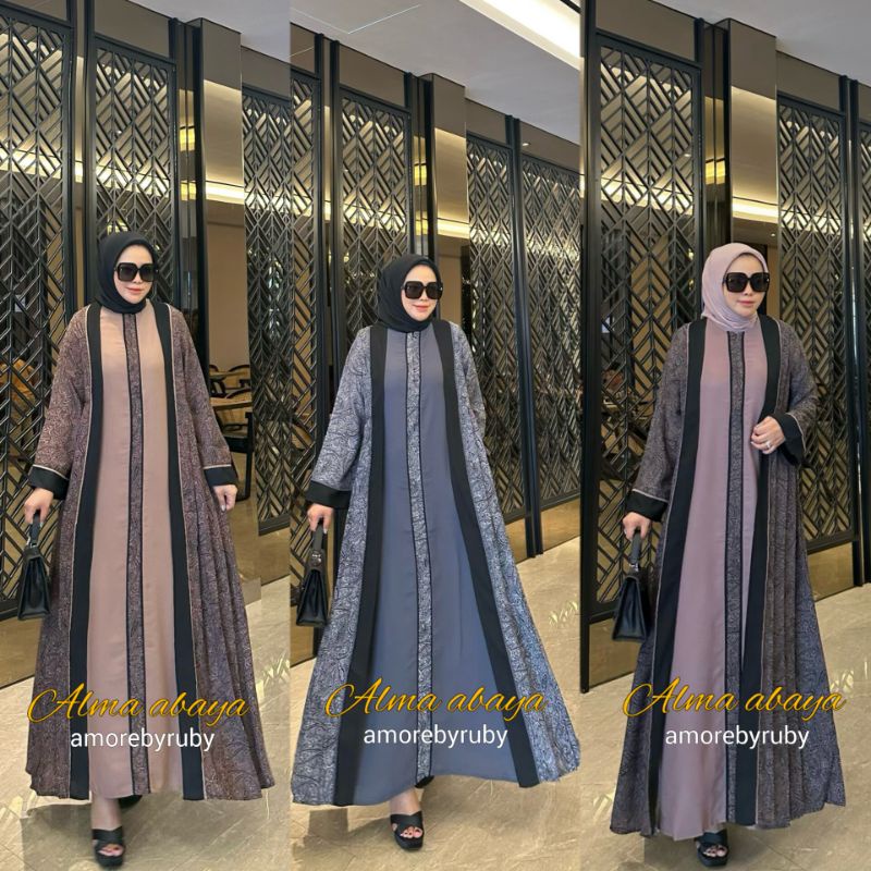 ALMA ABAYA AMORE BY RUBY ORI DRESS MUSLIM BAJU WANITA DRESS KONDANGAN GAMIS KONDANGAN BAHAN PRADA MO