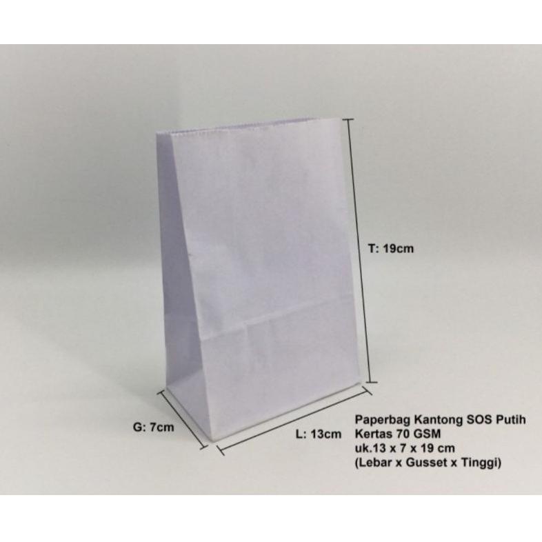 

Sale** Paperbag Kantong Kertas Putih Polos SOS 13x7x19cm Roti Boy Kopi 97