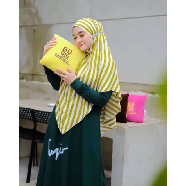 [BUGIO CLOTHING]HIJAB BERGO DAILY  " AZALEA STRIPE " BY Bugio Clothing