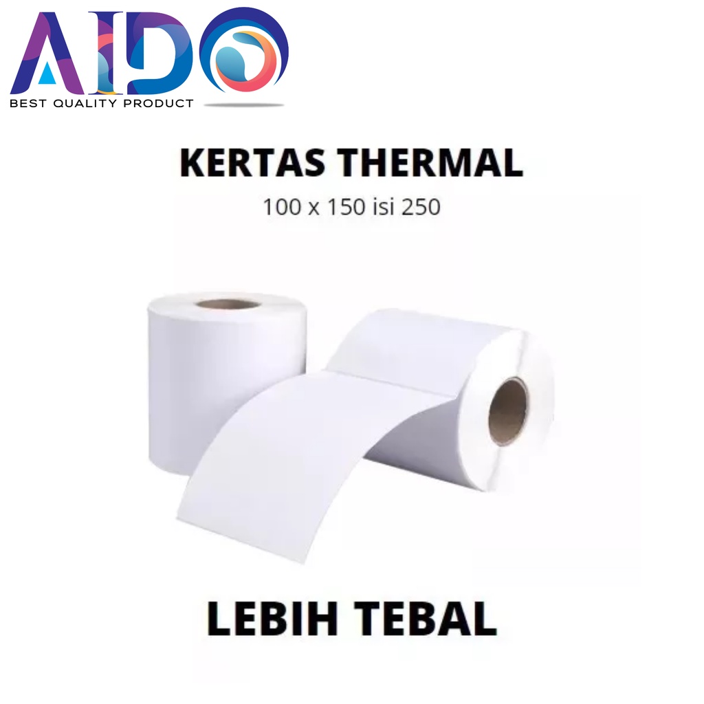 Kertas Thermal 100x150 mm isi 250 Pcs/ Label thermal barcode Roll A6 / kertas label resi / sticker resi / kertas sticker alamat