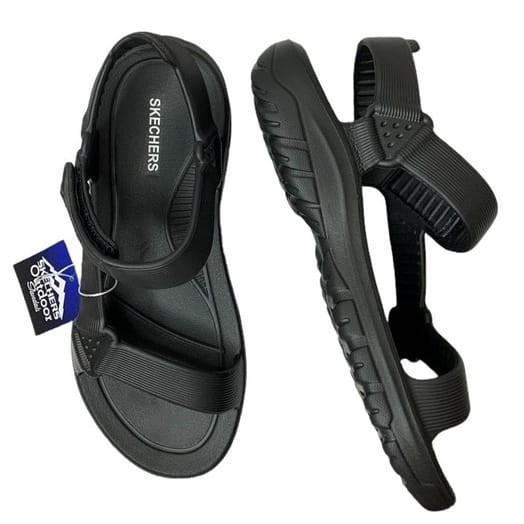 Sandal gunung pria skechers anti slip sandal cowok terbaru - black, 41