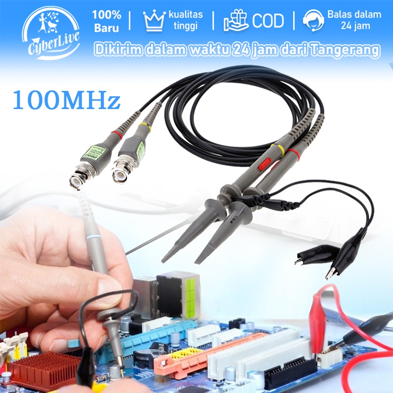 2pcs Probe Osiloskop P6100 100Mhz Oscilloscope Probe Klip 100MHz