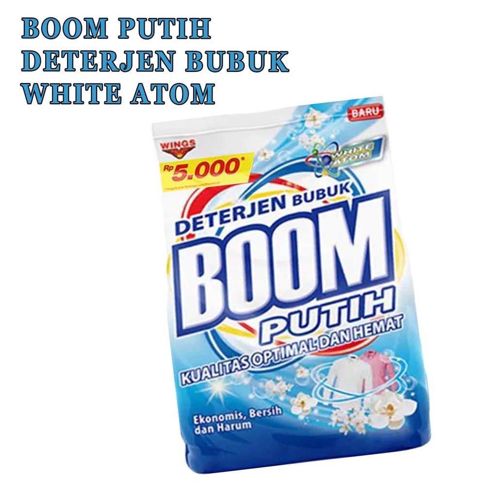 BOOM WHITE ATOM* Deterjen Bubuk* Deterjen Ekonomi* White Boom 300g