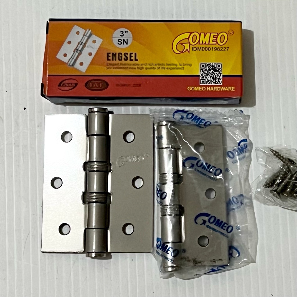 Engsel Pintu Bearing Tebal Gomeo SN Putih 3 Inch