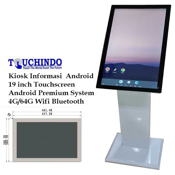 Kiosk Informasi Touchscreen 19 inch Standing+Android System Portrait