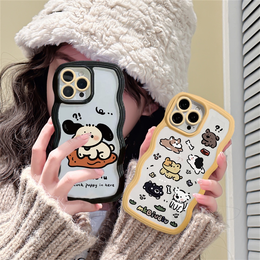 Case Kartun Anjing Lucu OPPO A57 2022 A77S A17 A16 A16K A15 A54 A12 A5S A7 A94 A93 A3S A11k A53 A31 A52 A92 A37 F9 A1K A76 A36 5F A9 2020 Wave Edge TPU Phone Case Cover