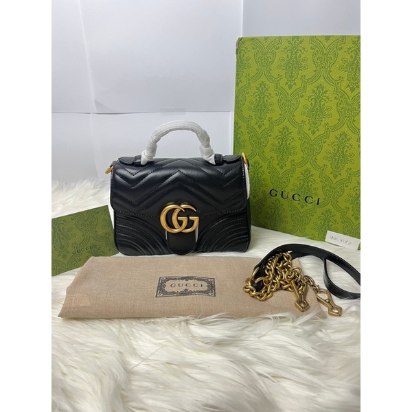 TAS GUCCI MARMONT TOP HANDLE MINI BLACK