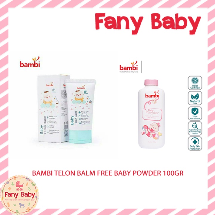 BAMBI BABY TELON BALM 50ML FREE BAMBI BABY POWDER 100GR