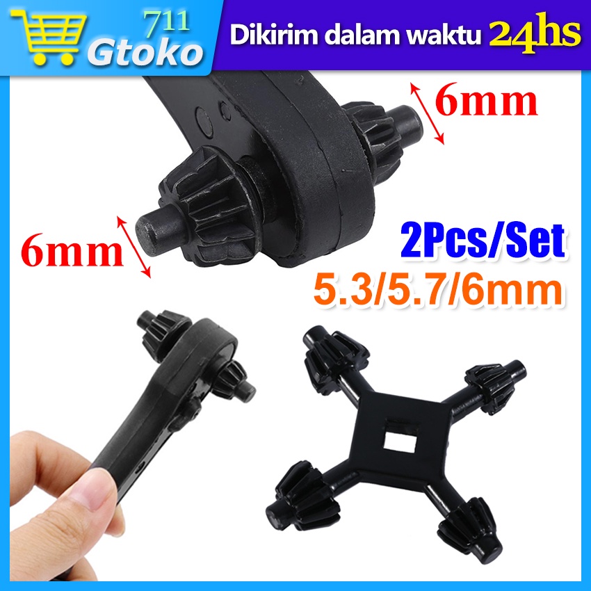 2Pcs/set Kunci Kepala Bor 4 Cabang Universal Multifungsi Fit Drill Chuck Key