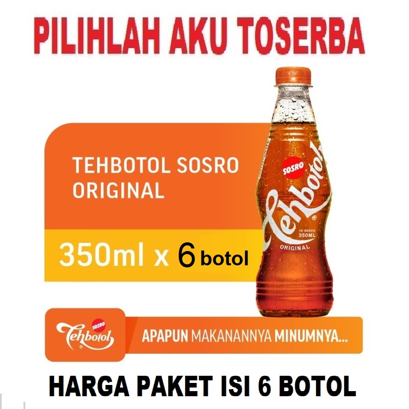 Teh Botol Sosro PET Original 350 ml - ( HARGA 6 pcs )