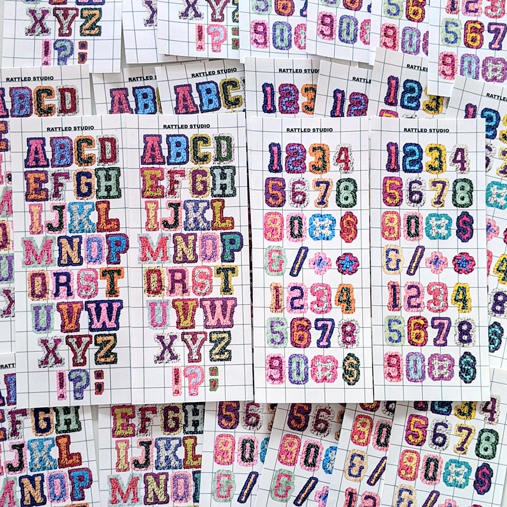 

TUFTED ALPHABET & NUMBER STICKER ☆ by RATTLED STUDIO - Tufted Fluffy Rug Style Alphabet Number Patch DECO STICKER - STIKER HURUF KPOP PHOTOCARD DECORATION / JOURNALING / JURNAL