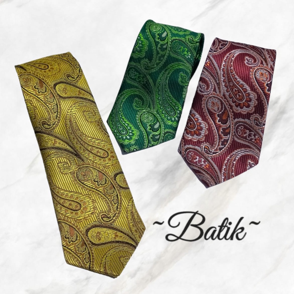 Dasi Hijau Batik Motif Banyak Warna 3inch