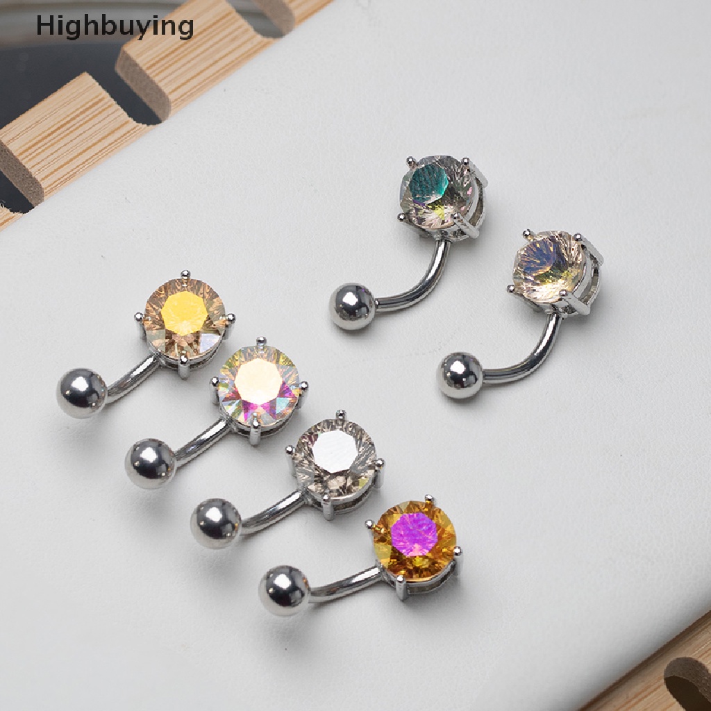 Hbid Multifaceted Zircon Navel Nail Stainless Steel Pusar Kuku Tubuh Cincin Glory