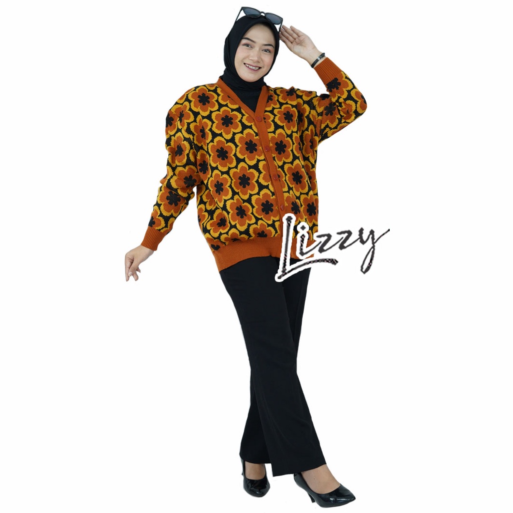 Lizzy - KNITWEAR CARDIGAN FLOWER PREMIUM