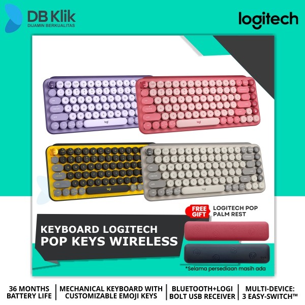 Keyboard Logitech POP Keys Wireless with Mechanical Compact Emoji Keys