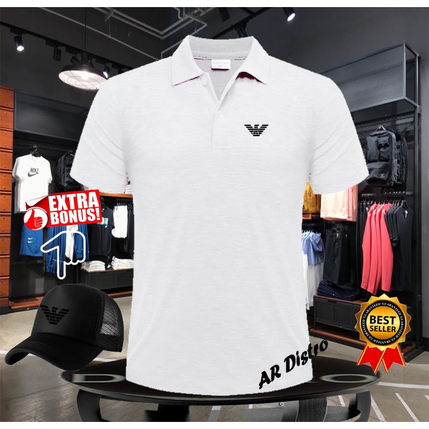 GRATISTOPIKAOS POLO SHIRT PRIA/WANITA KAOS POLO IMPORT POLO GA ARM4NY BLACK TEKS  KAOS POLO ORIGINAL