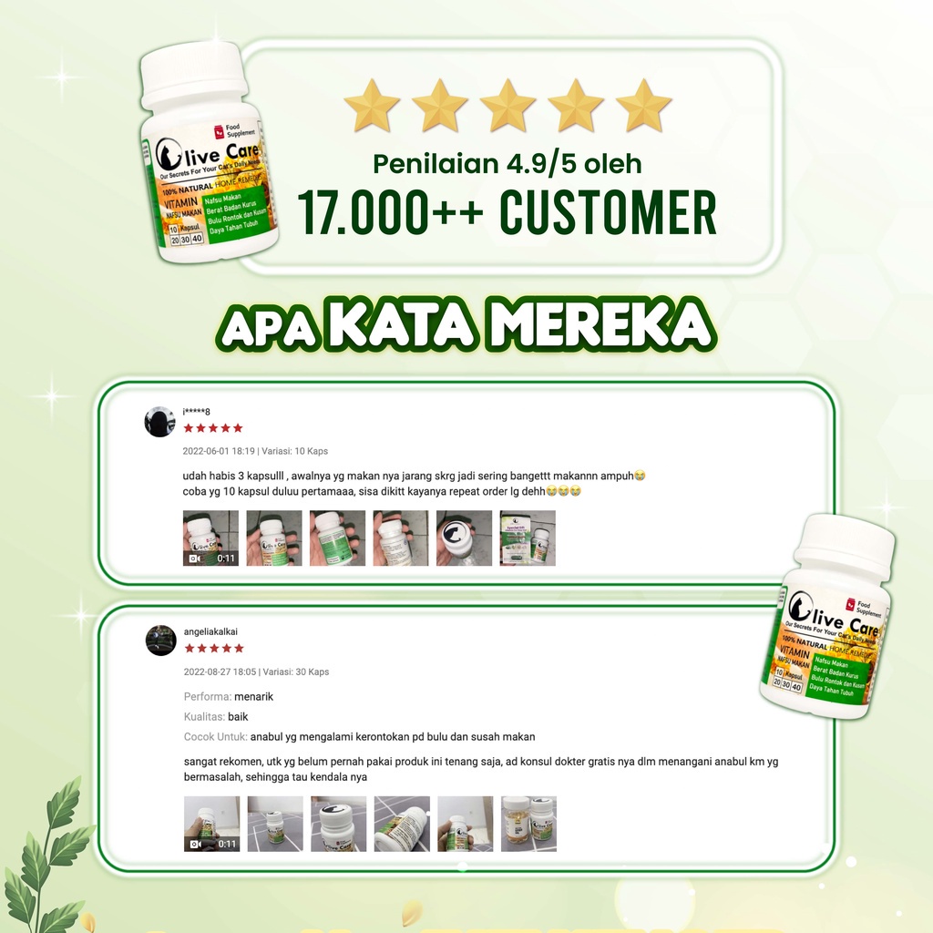 Olive Care Vitamin Kucing NAFSU MAKAN untuk Nafsu Makan, Gemukin Badan, Bulu Rontok, Daya Tahan Tubuh dan Konstipasi SweetyPetshop